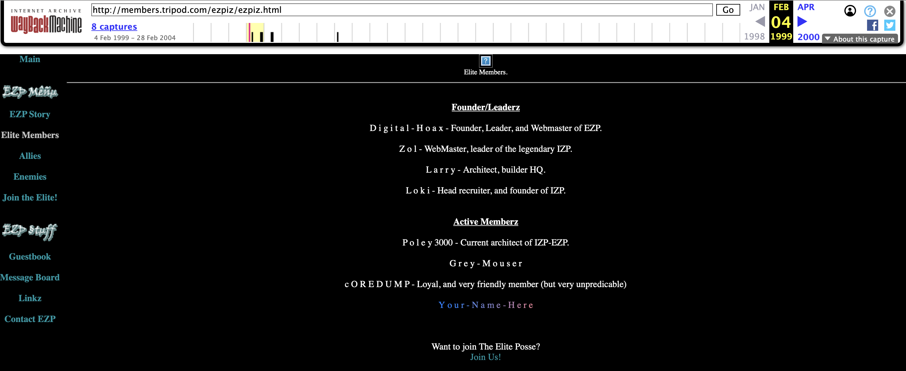 EZP Guild Site with IZP Leader as Member
