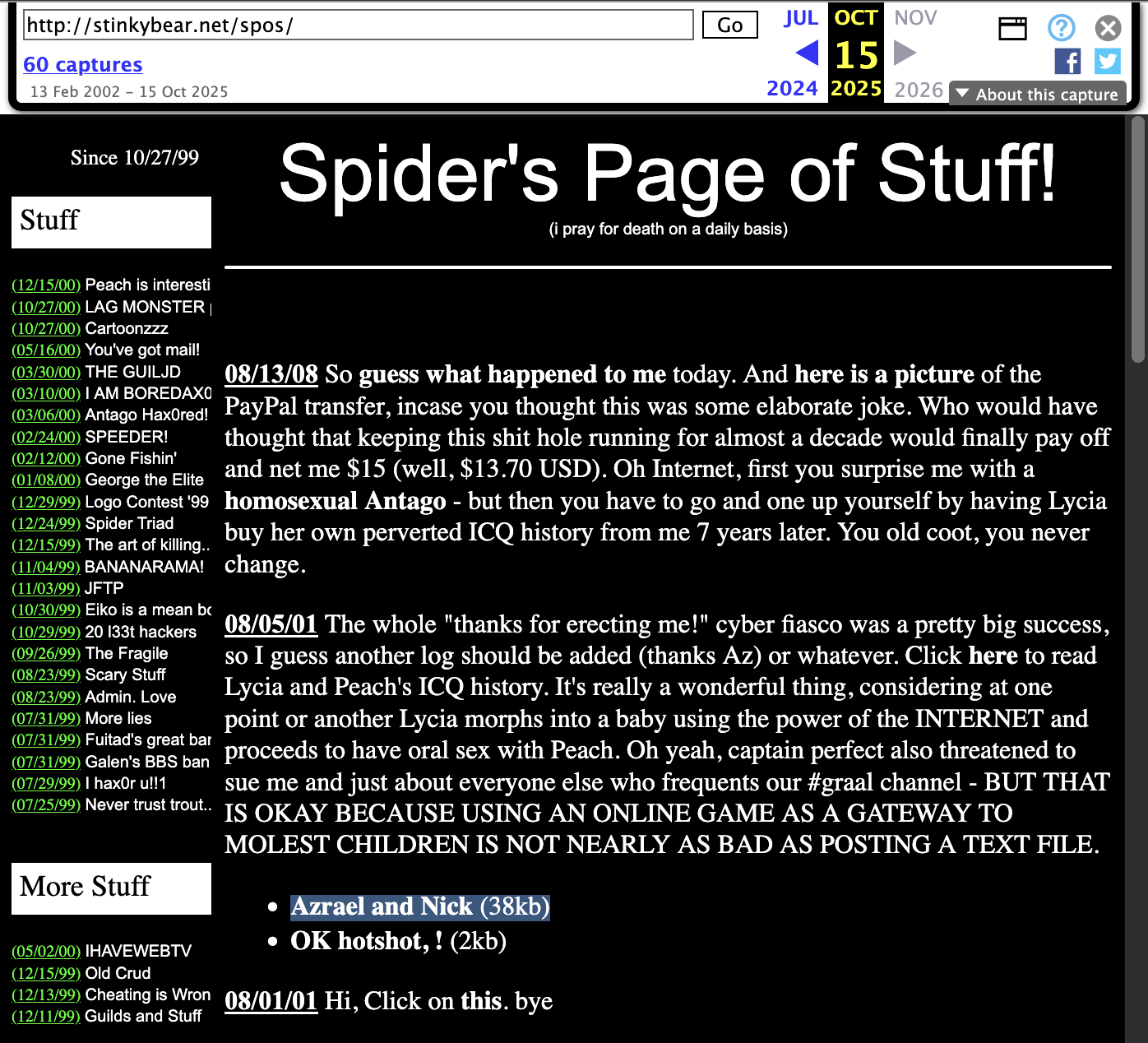 Spider's Page of Stuff Showcases Azrael Dominating Nick's Deceased Avatar In a Sexually Exploitative Way