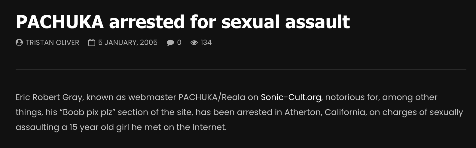 PACHUKA Arrested For Minor Sexual Exploitation